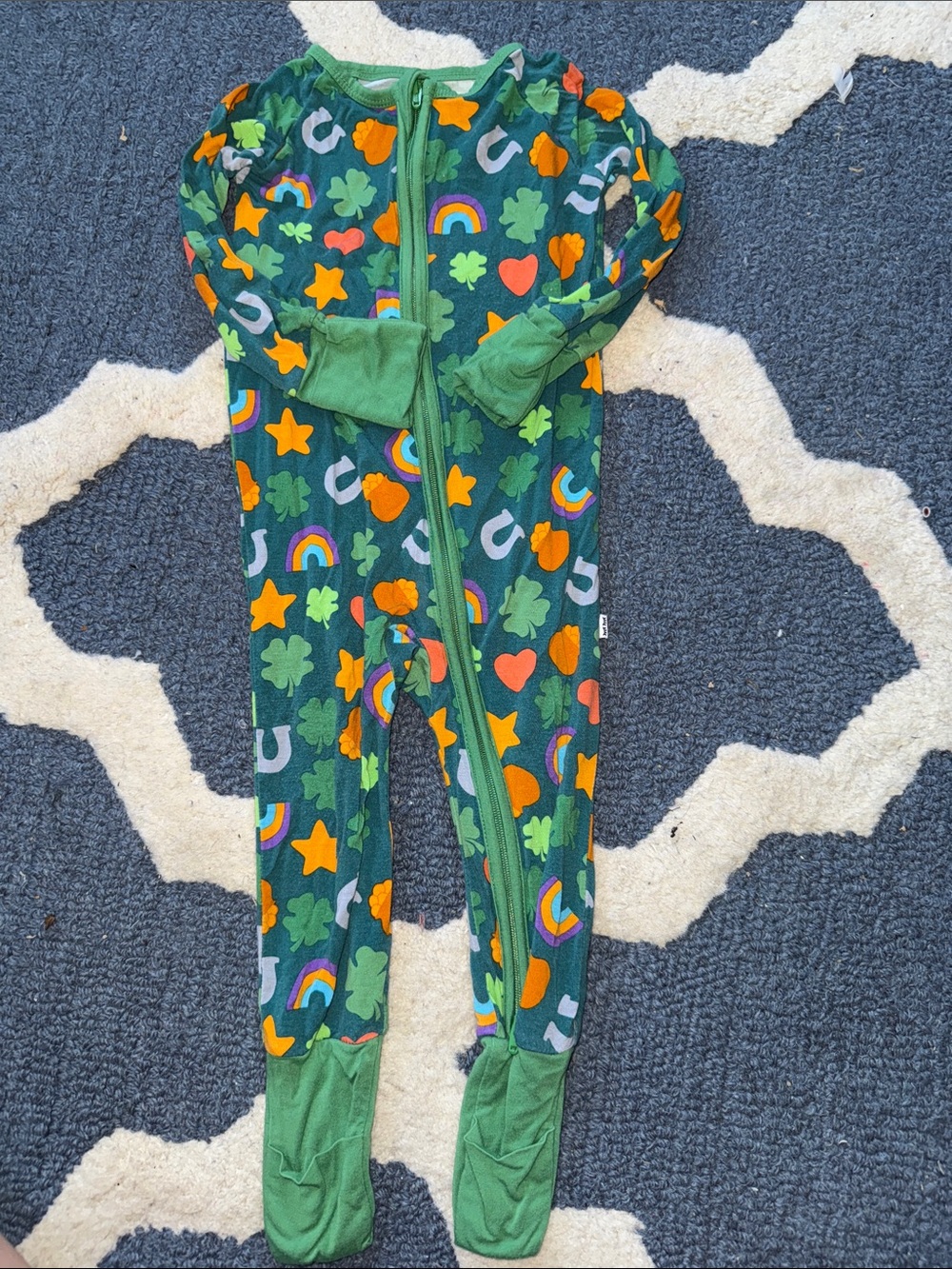 Little Sleepies Green Footed One-Piece Pajama with Lucky Charm Print